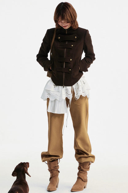 Khaki Tapered Flared Pants