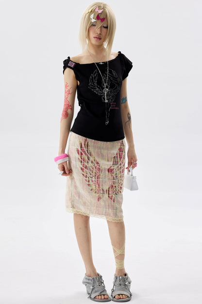 Two-Color Rhinestone Ruched Top