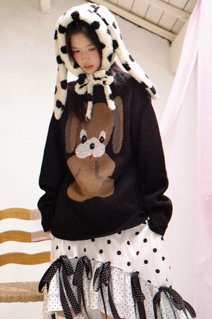 Happy Polka Dot Rabbit Ears Bow Hat