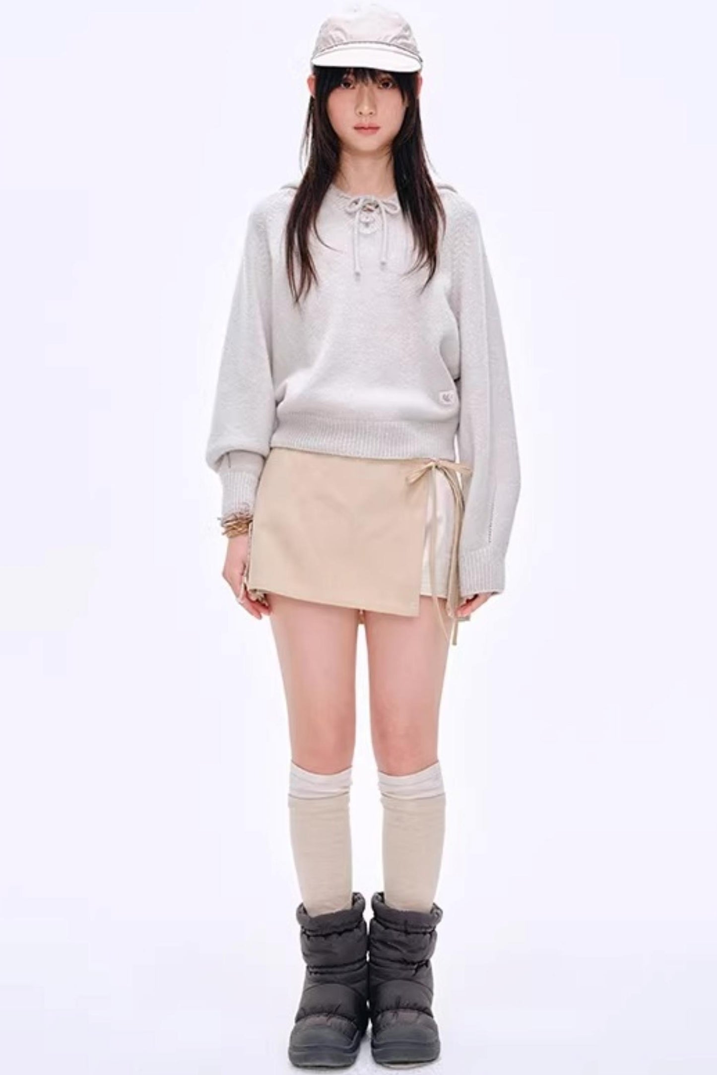 Side Slit Bow Pants Skirt