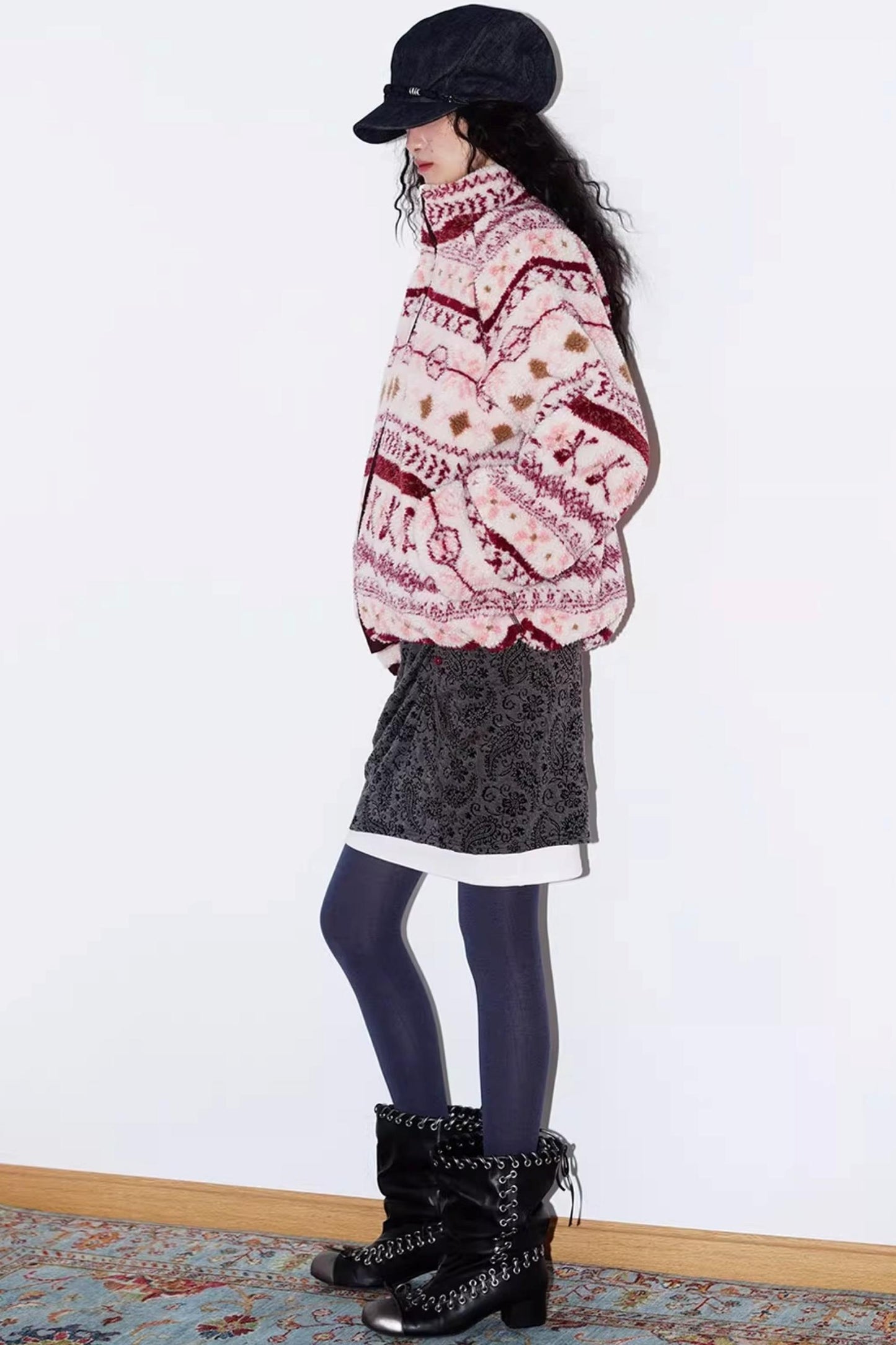 Retro Paisley Sweater Skirt Set-Up