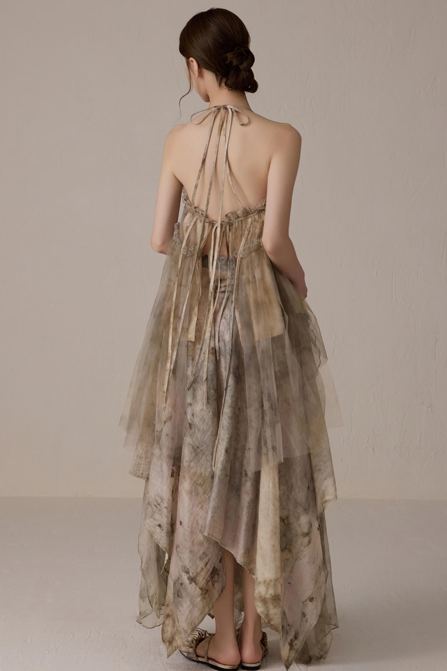 Floral Mesh Tie Neck Camisole