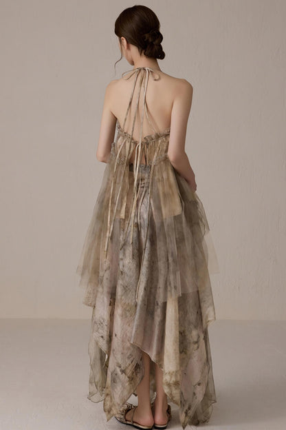 Floral Mesh Tie Neck Camisole