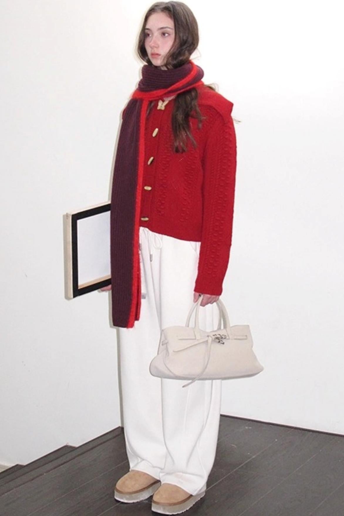 Winter Gingerbread Knitted Cardigan Set-Up