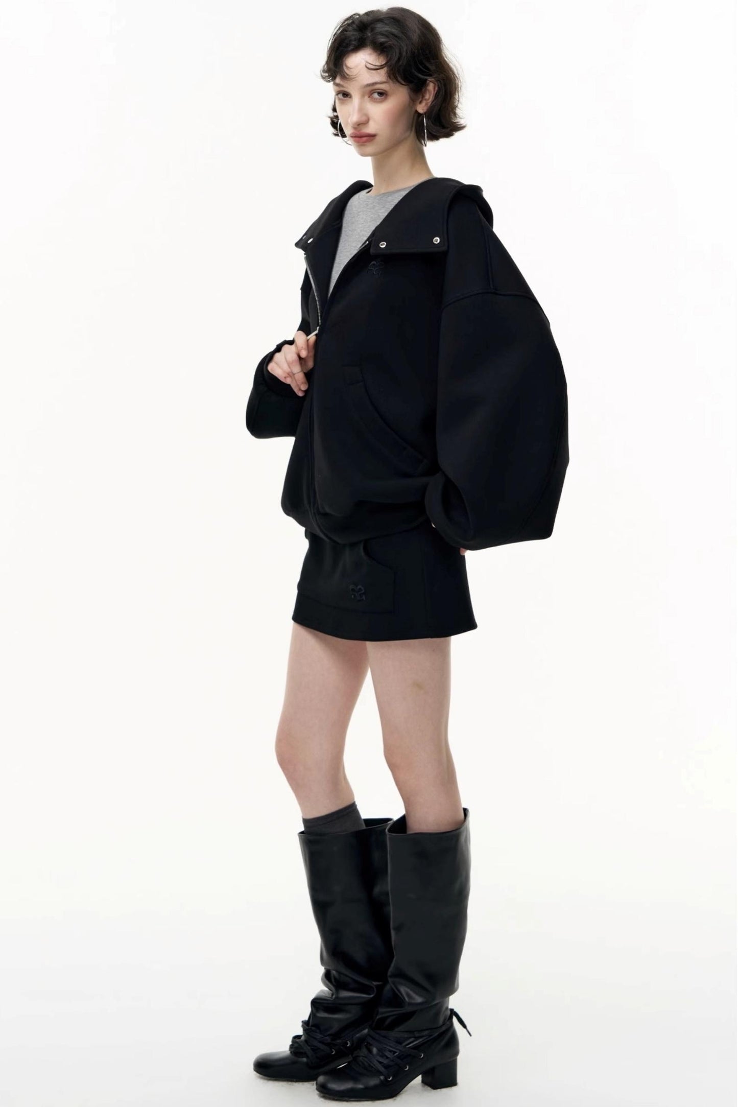 Casual Large Zip Hooded Cardigan