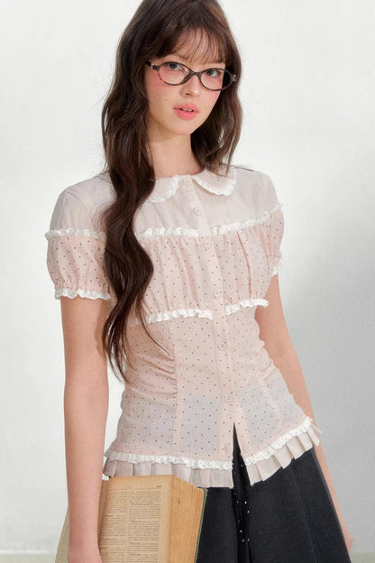 Cotton Linen Polka Dot Top
