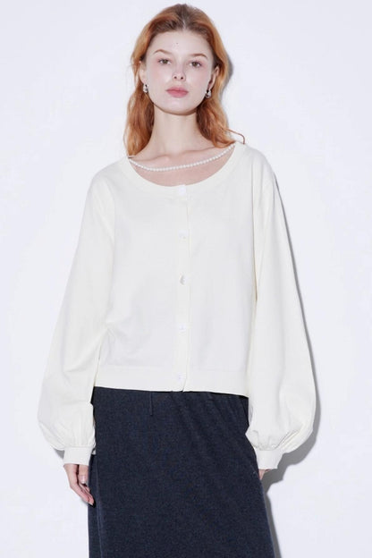 Custom Pearl Silk Cardigan