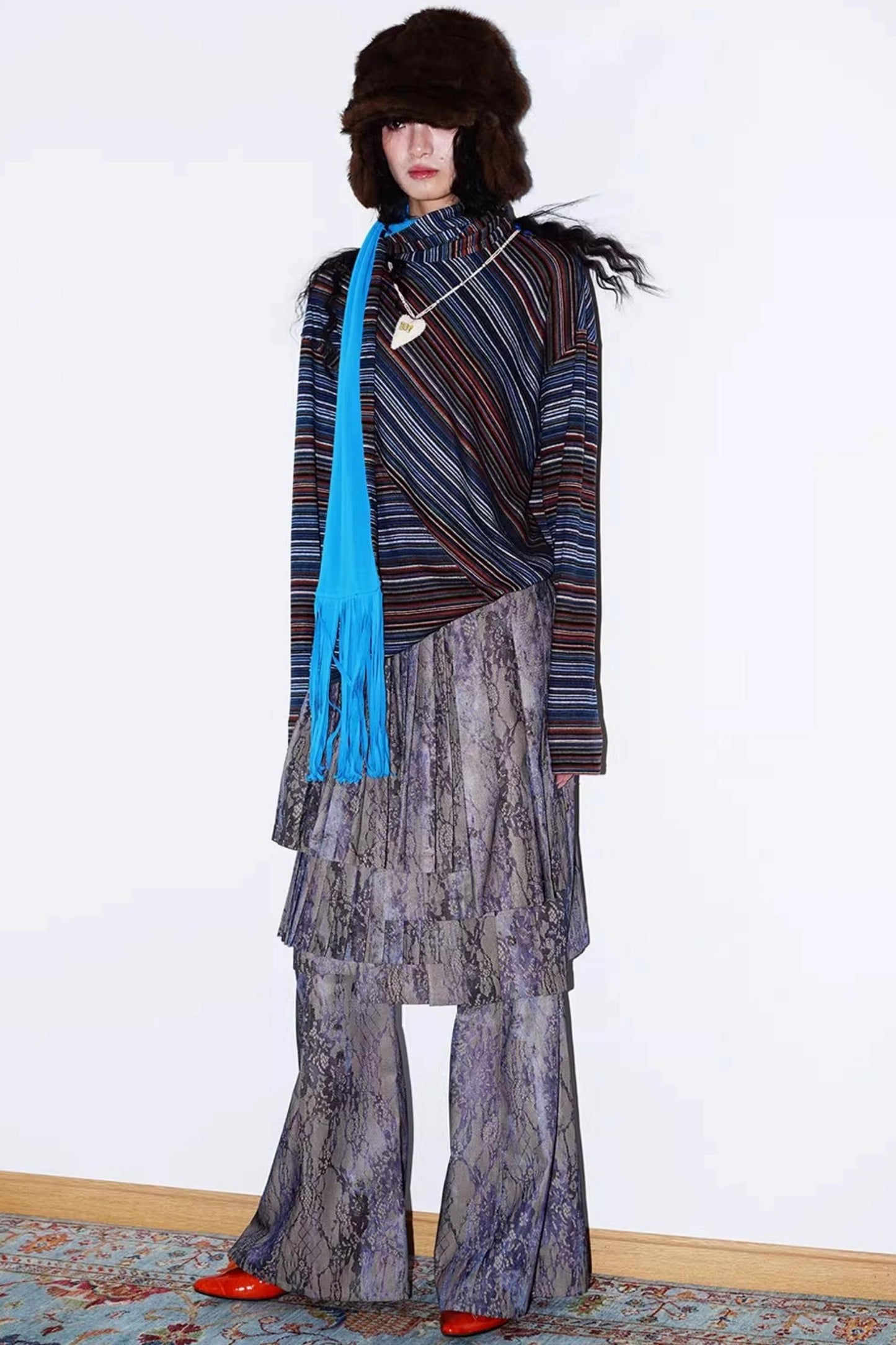 Striped Brushed Long-Sleeved Top