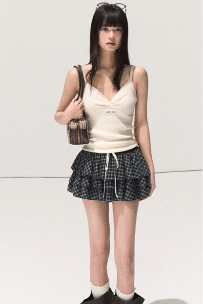 Shrine Plaid Woolen A-Line Skirt