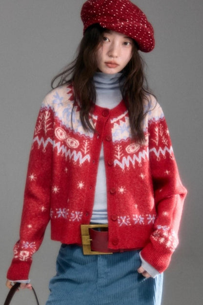 Snowflake Jacquard Cardigan Set-Up