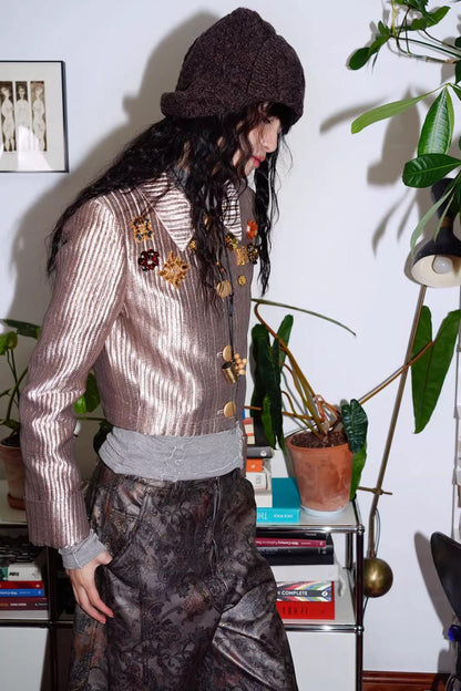 Gold Silk Glitter Jacket