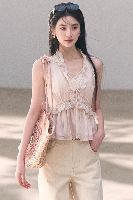 Hidden Petals Silk Lace Top