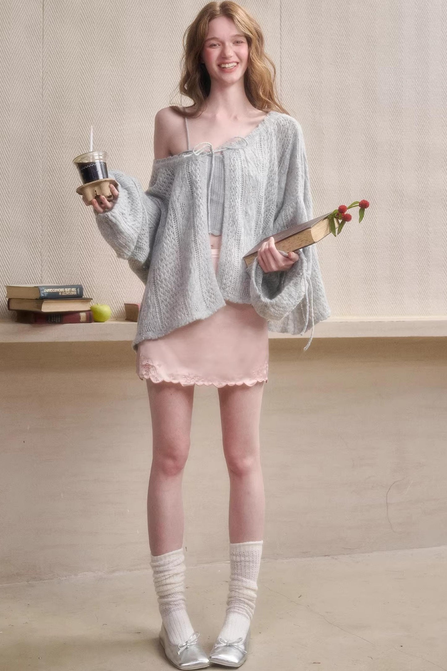 Mint Embroidered Satin Skirt