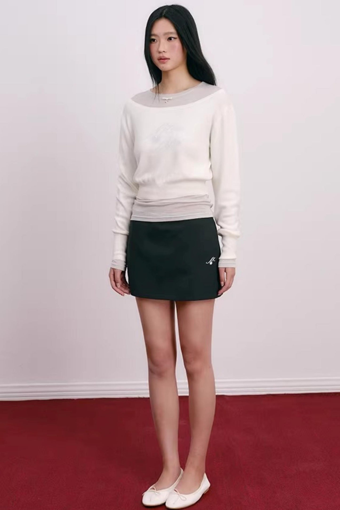 Cherry Jacquard Merino Wool Top