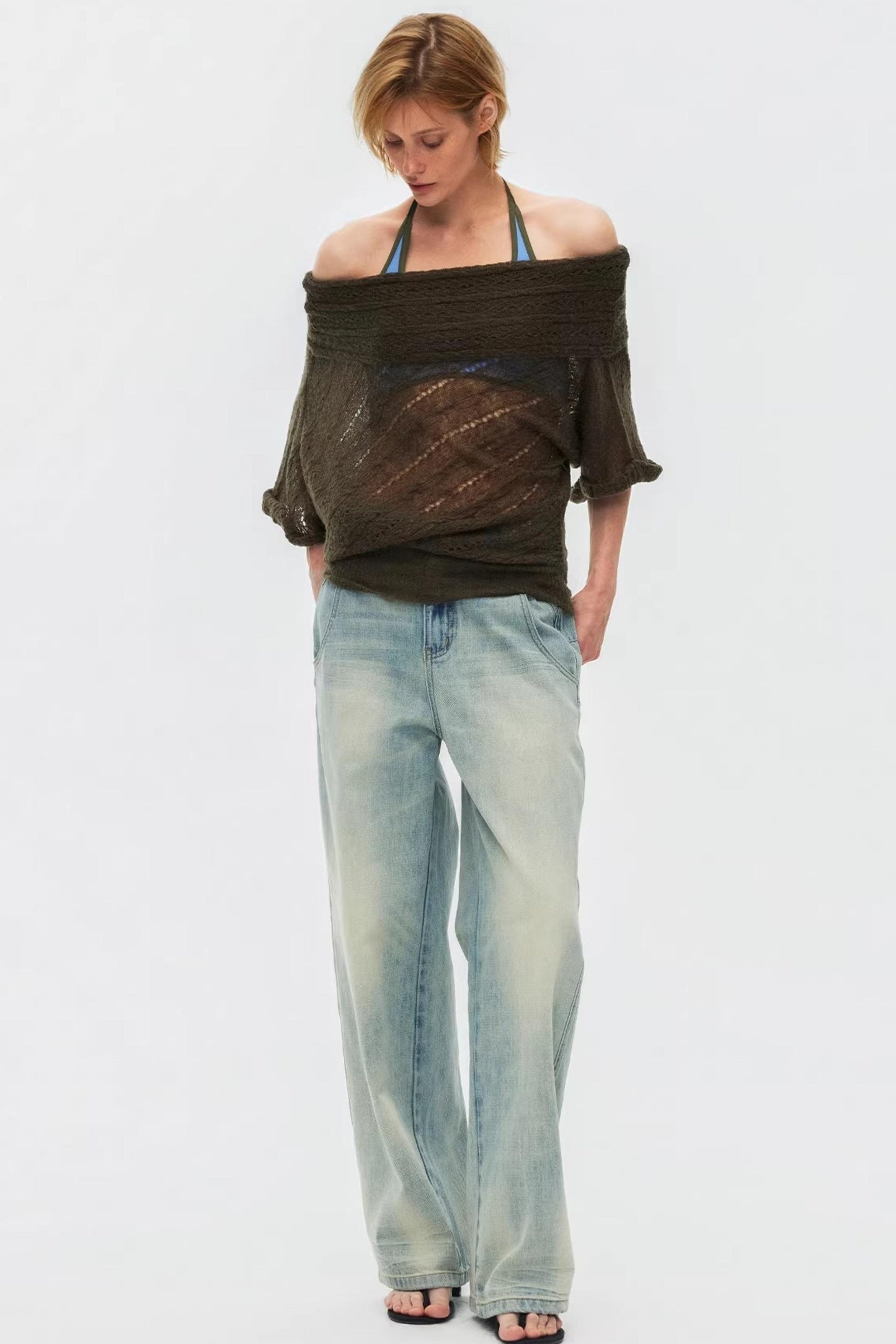 One-Shoulder Oversized Knit Blouse