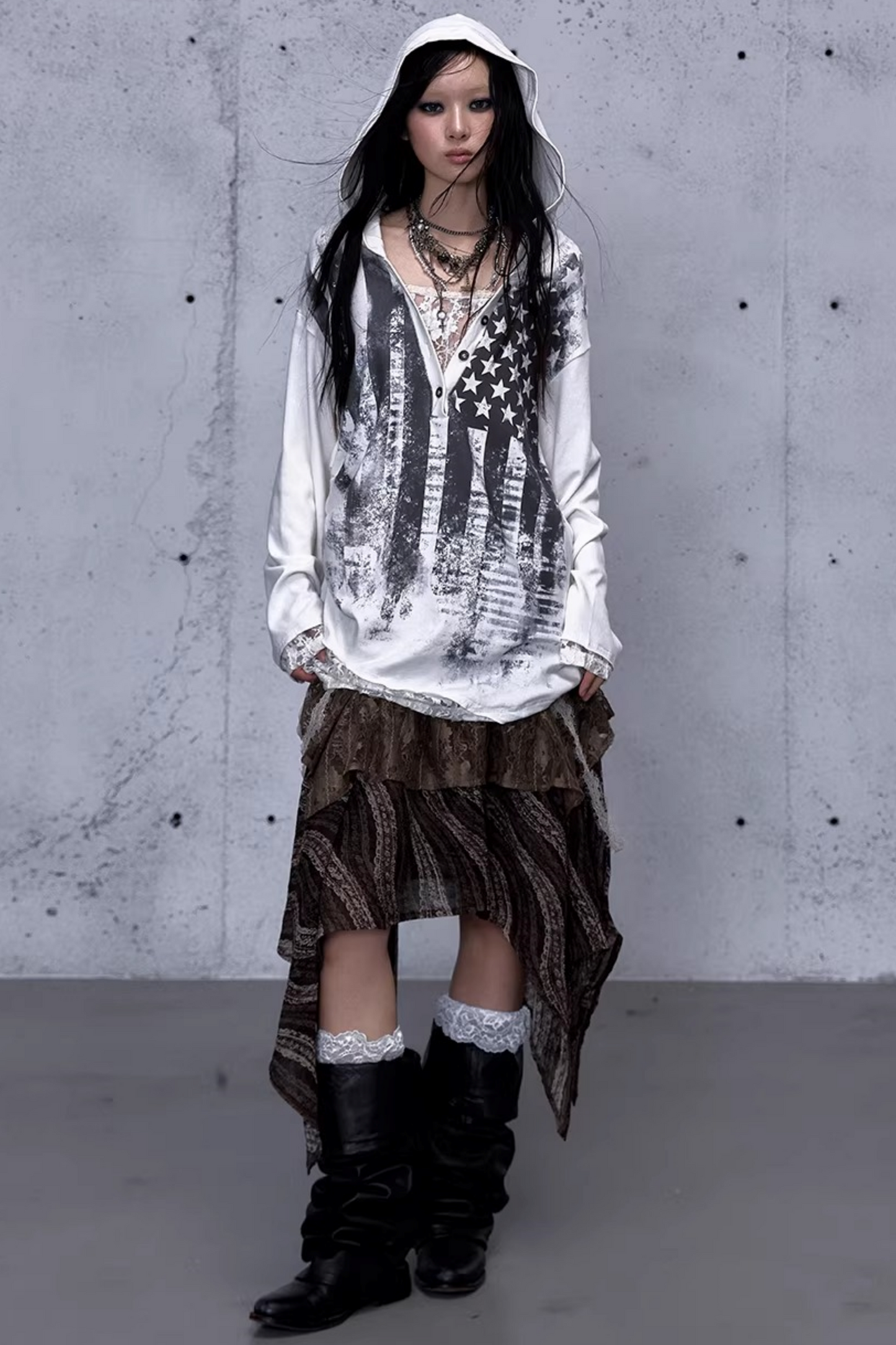 Rebellious Lace Hooded Top