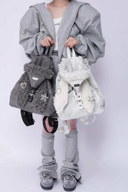 Cute Furry Rabbit Ears Backpack