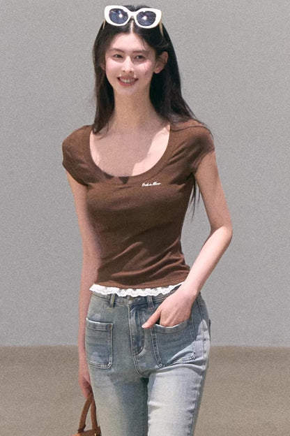 Lace Bohemian Short-Sleeve T-Shirt