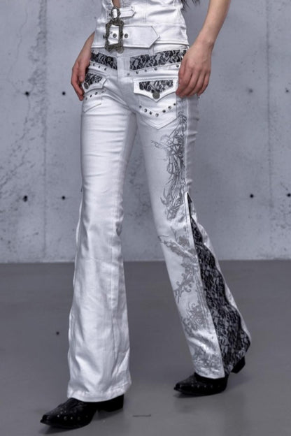 Retro Gold Foil Denim Pants