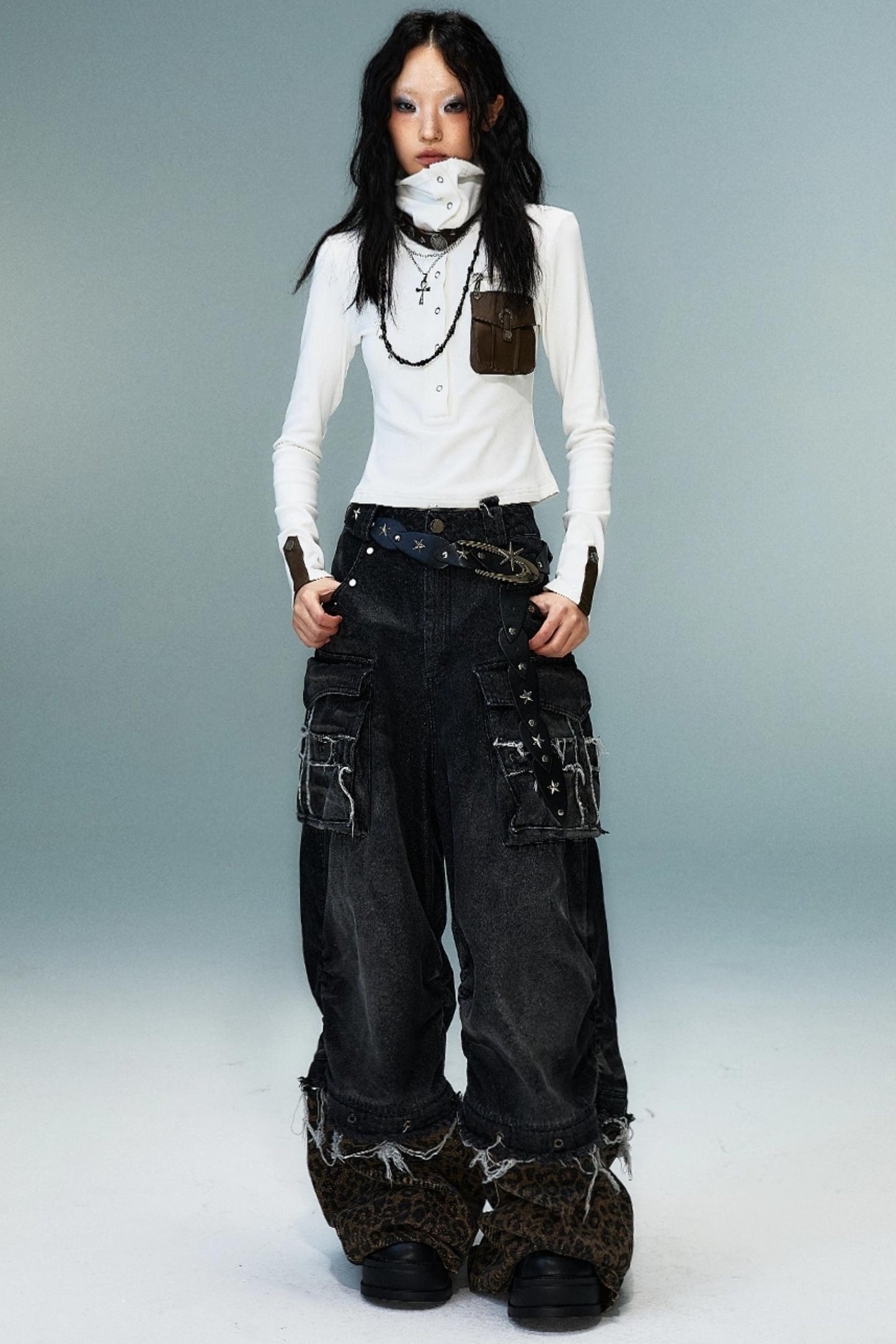 Punk High Neck Slim Knit Base Top