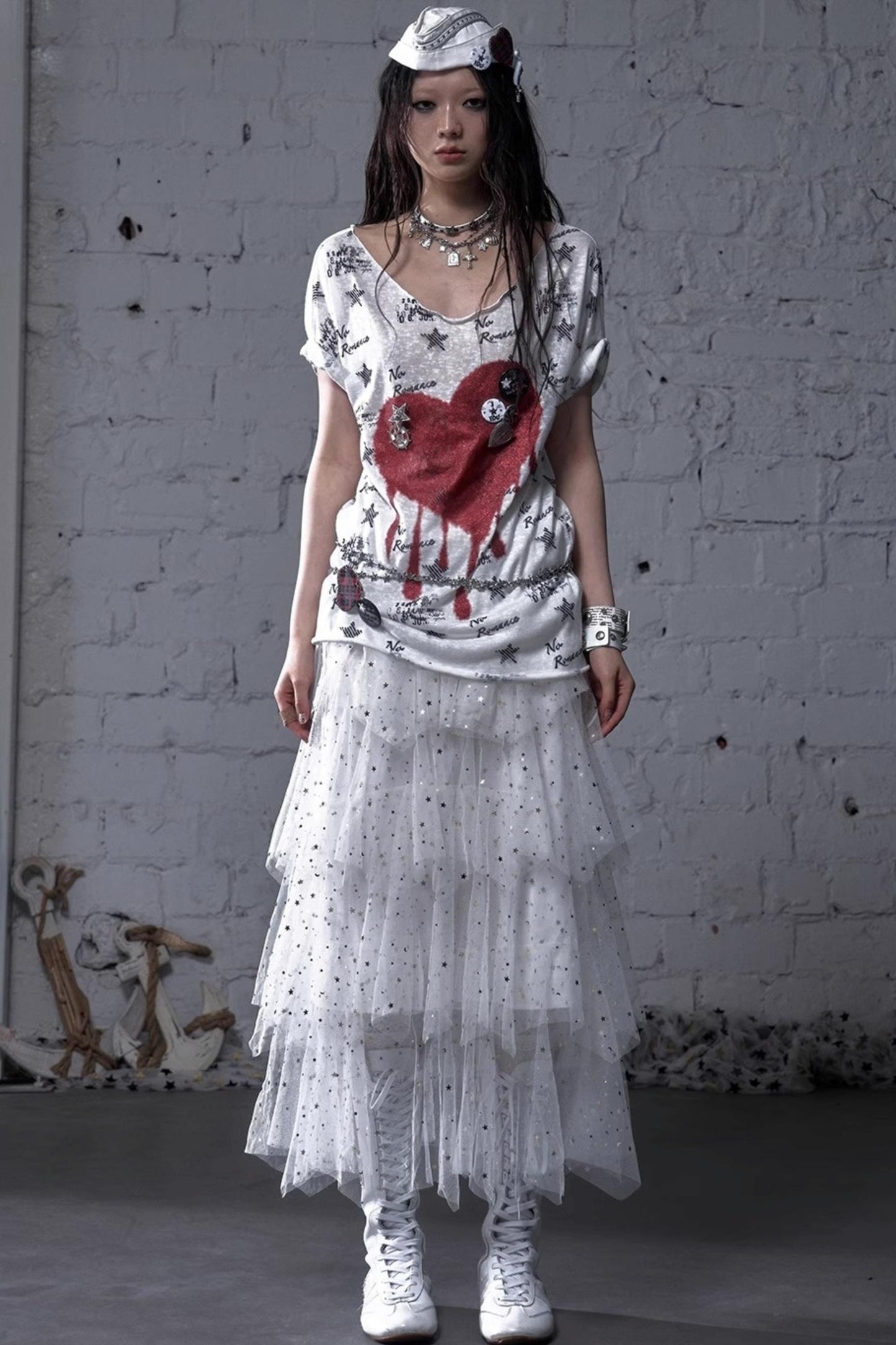 Fairycore Star Tiered Mesh Skirt