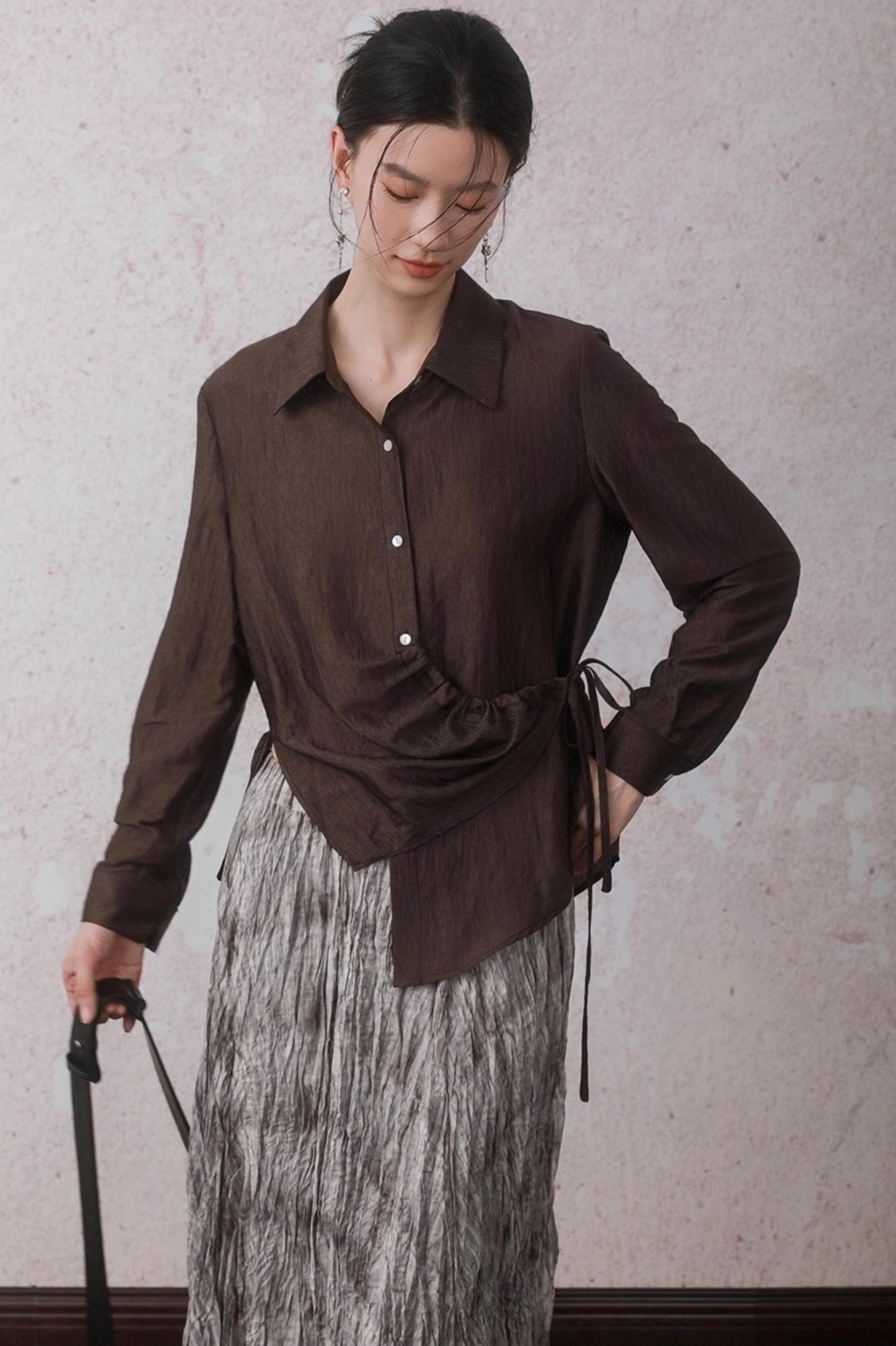 Autumn Acetate Chinese Shirt