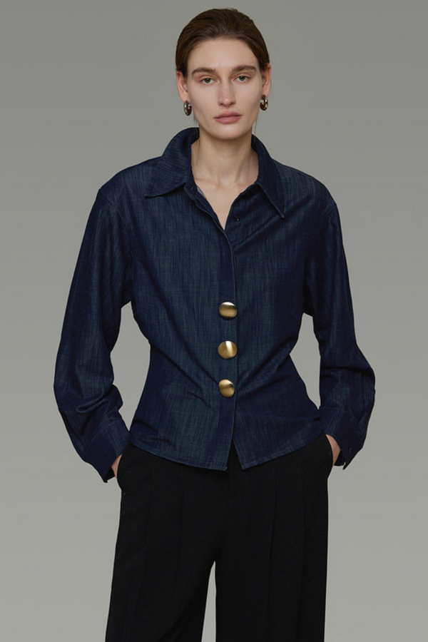 Vintage Denim Button Blouse