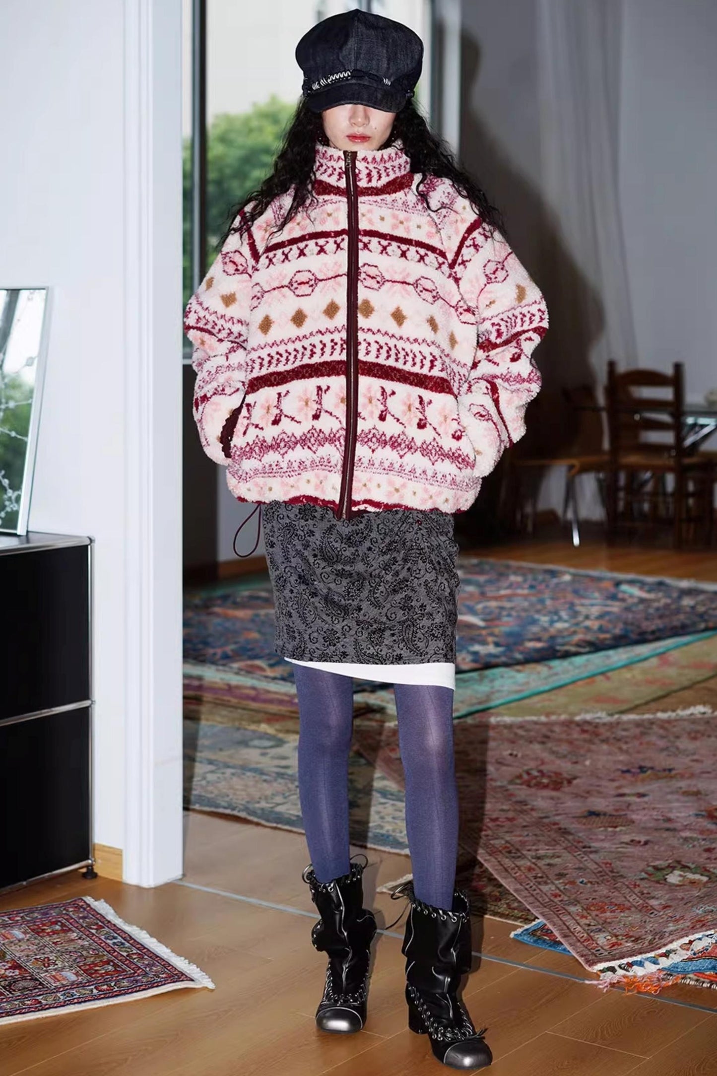 Retro Paisley Sweater Skirt Set-Up