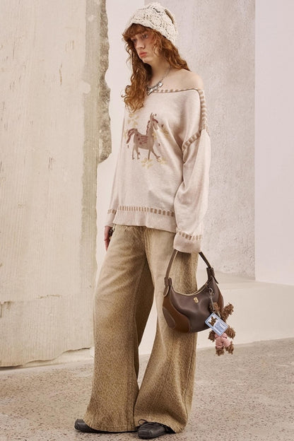 Leopard Print Straight Loose Pants