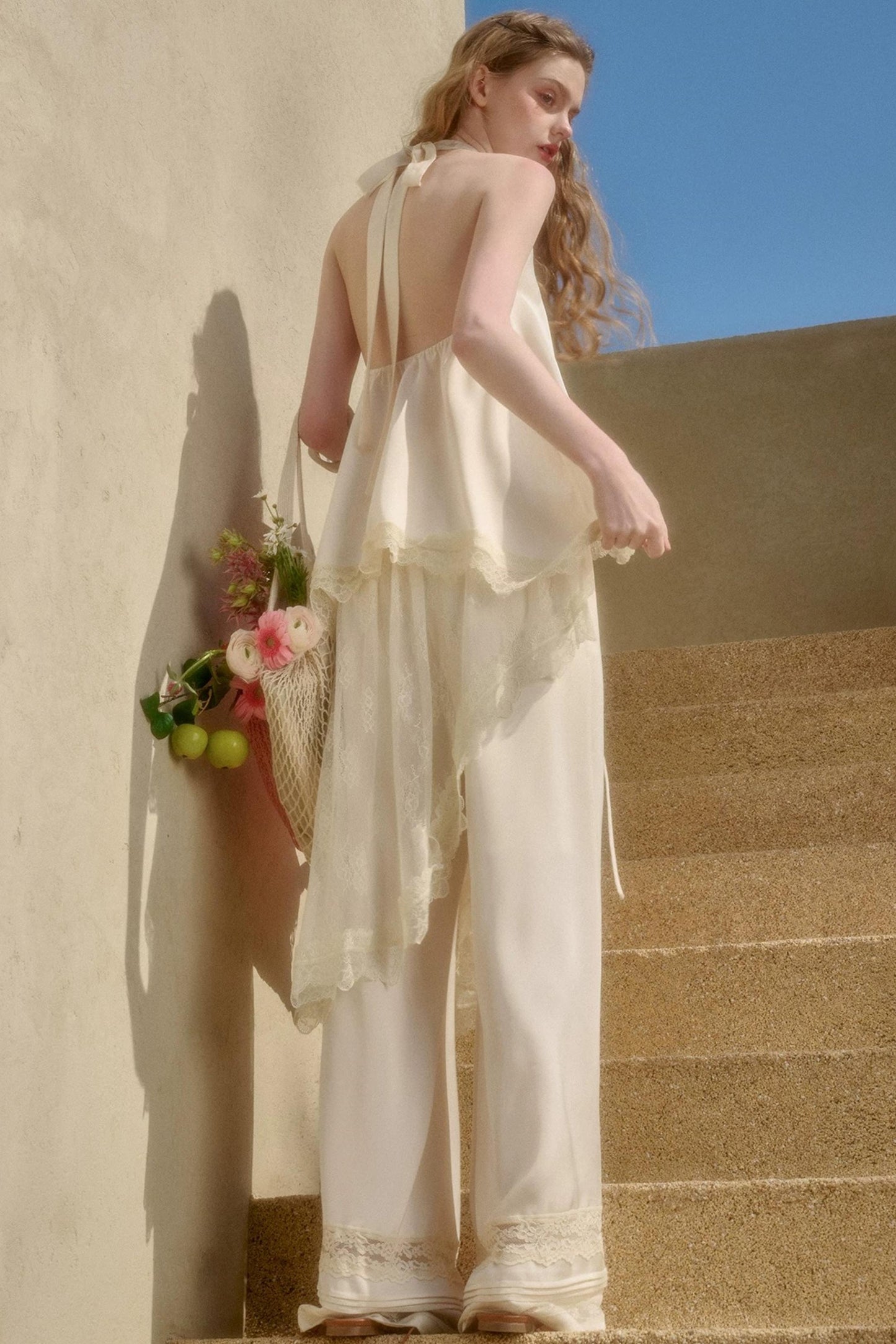Satin Pearl Lace Suit Set-Up