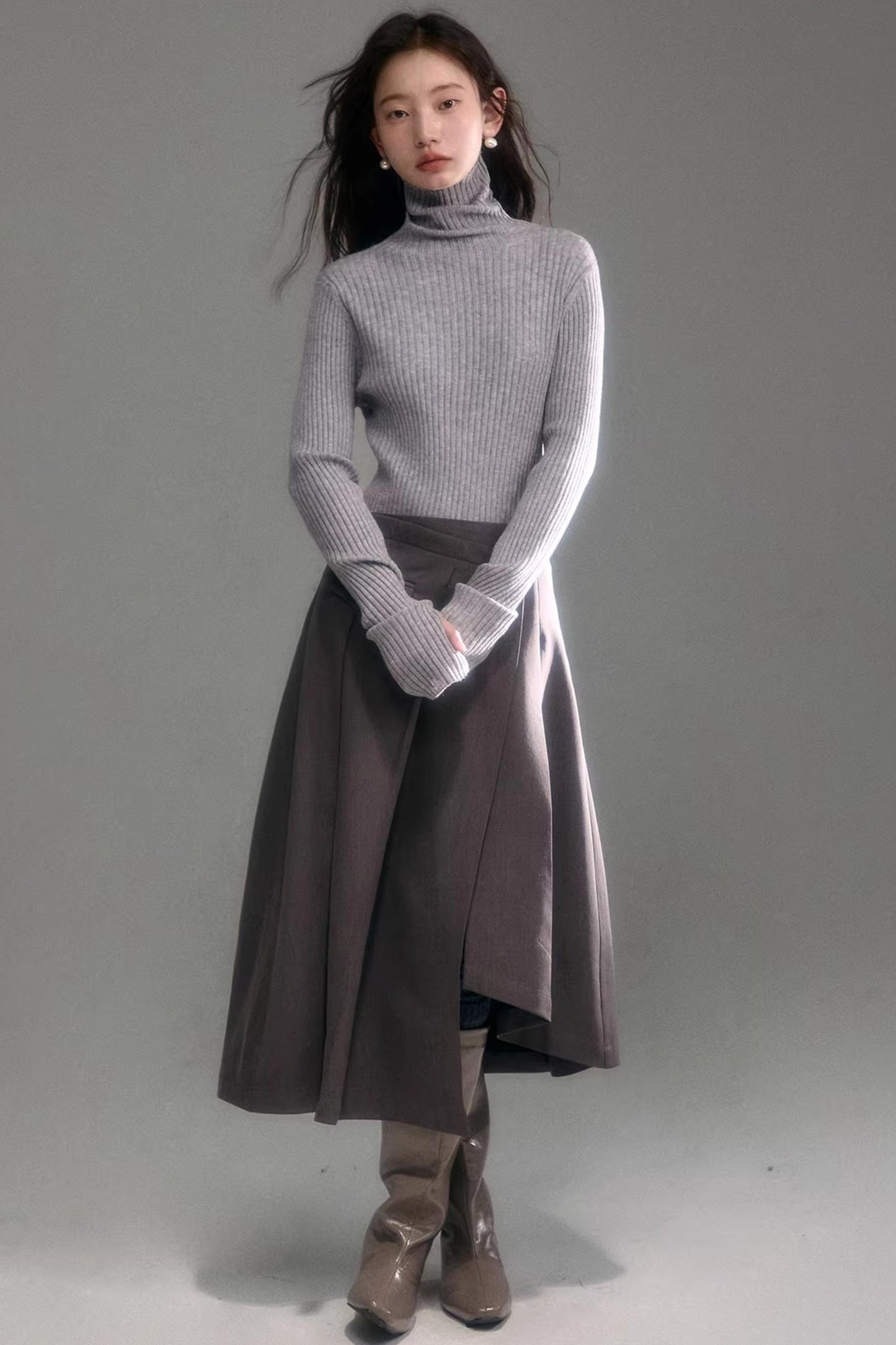 Soft Cloud Ribbed Turtleneck Sweater