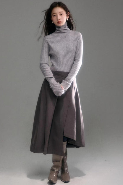Soft Cloud Ribbed Turtleneck Sweater
