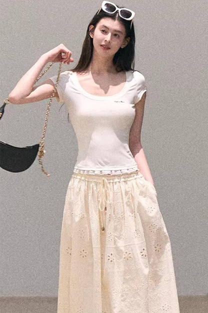 Lace Bohemian Short-Sleeve T-Shirt
