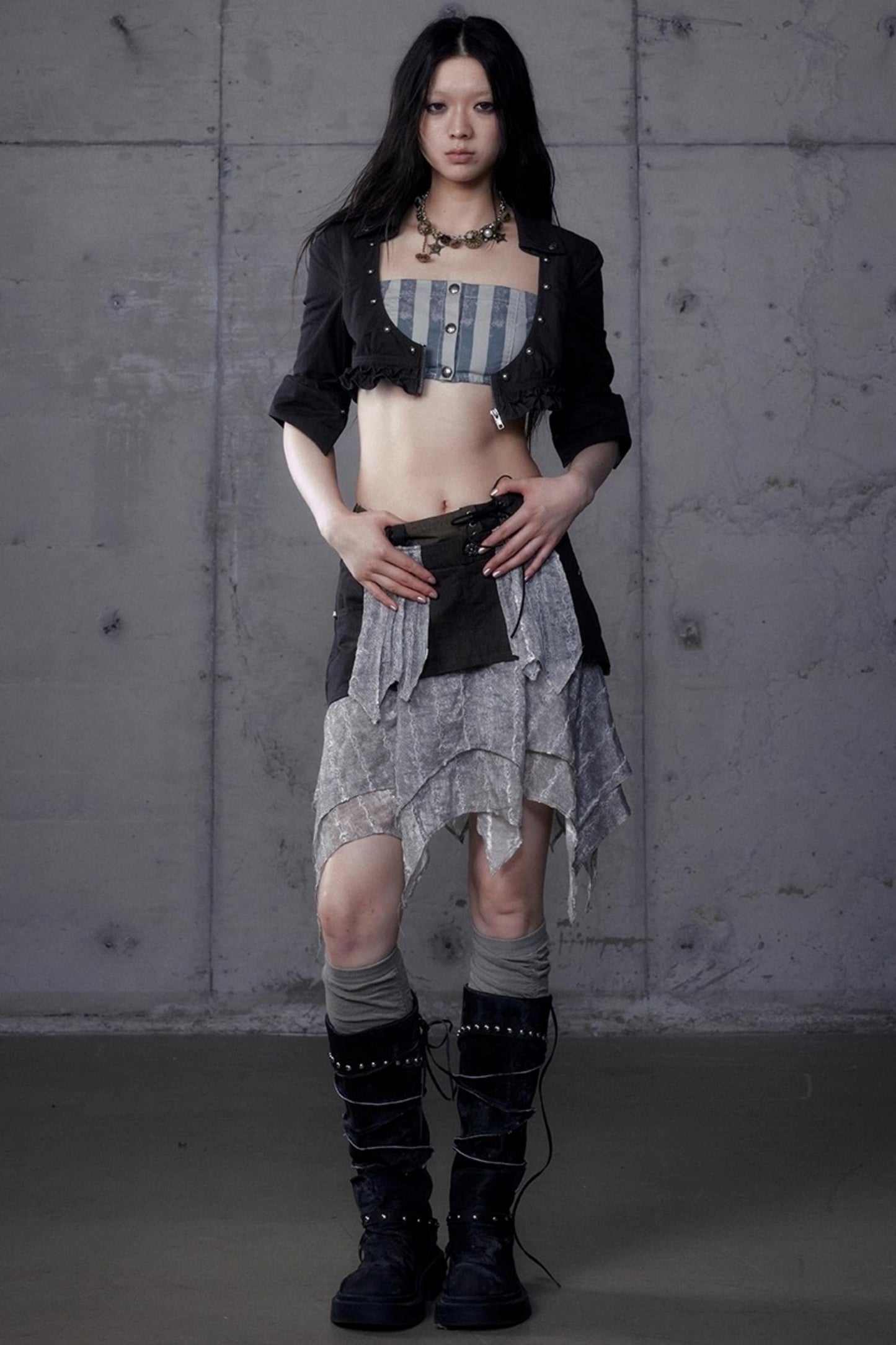 Vintage Punk Court Slim Print Long-Sleeved Shirts