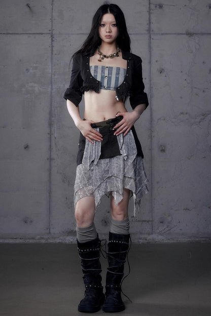 Vintage Punk Court Slim Print Long-Sleeved Shirts