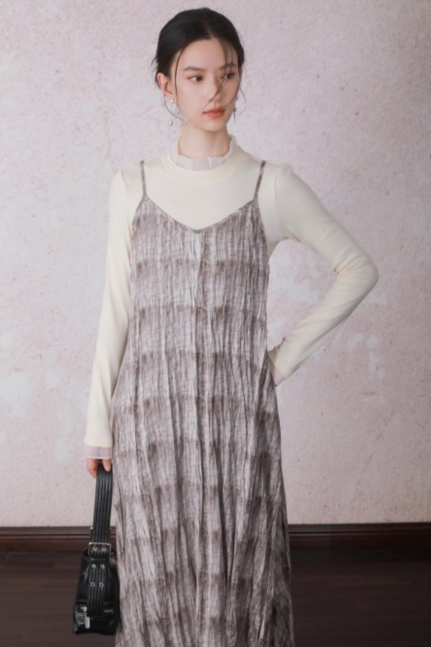 Chestnut Brown Patchwork Turtleneck Top