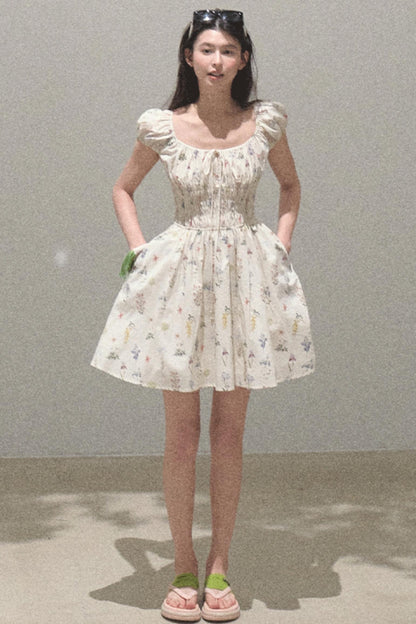 Drawstring Graffiti Dress