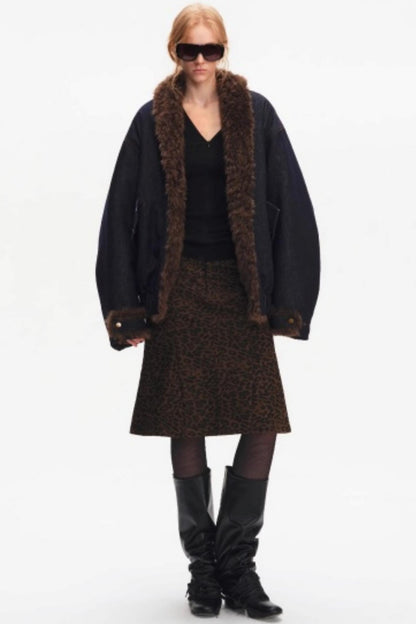 Leopard Print Fishtail Skirt