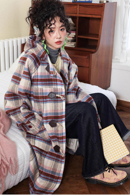 Velvet Dream Plaid Hooded Wool Jacket