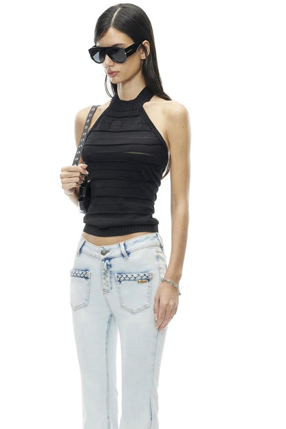 Stamp Pattern Organza Camisole Top