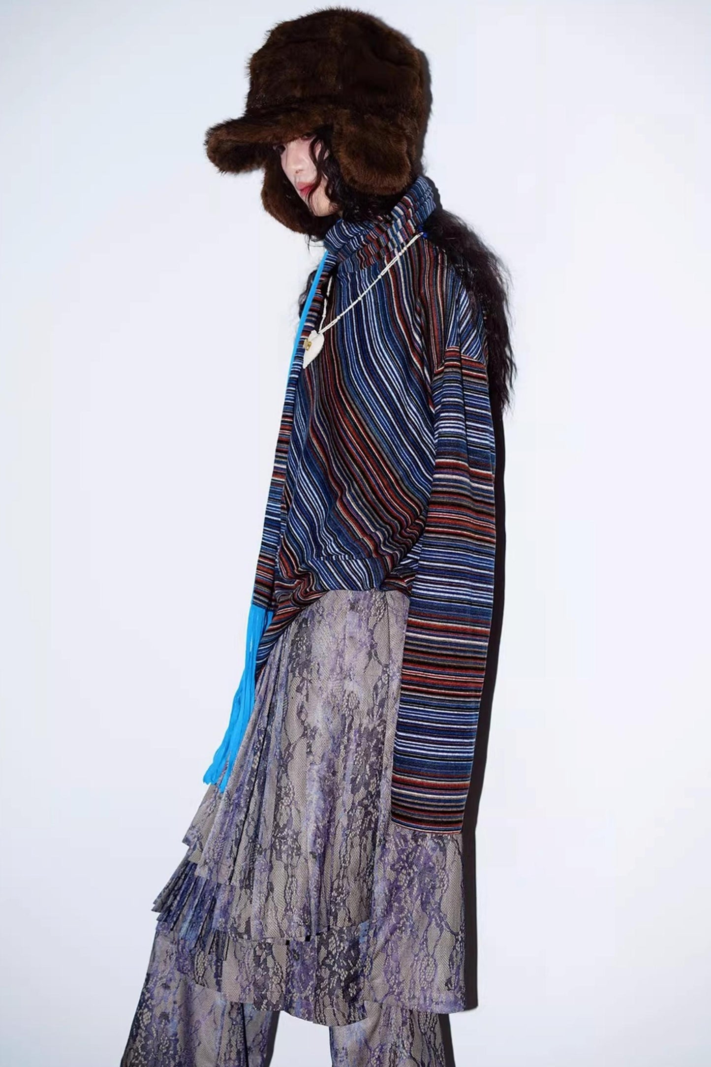 Striped Brushed Long-Sleeved Top