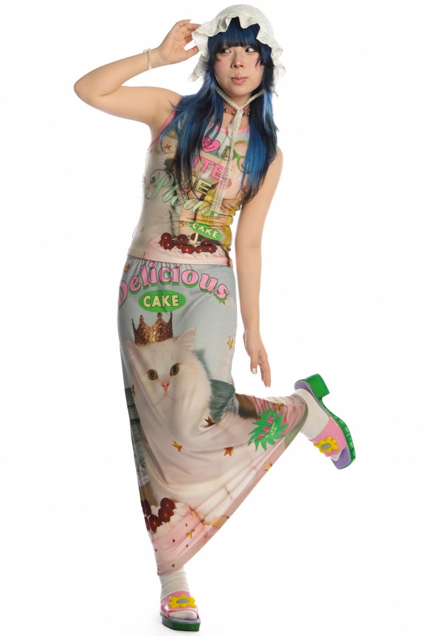 Reversible Print Stretch Casual Maxi Skirt