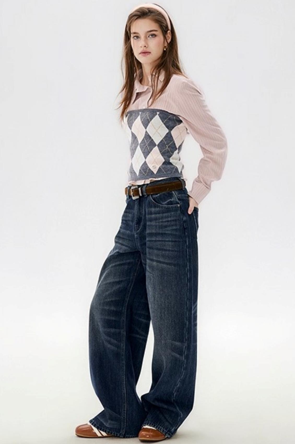 Dark Blue Vintage Whiskered Pants