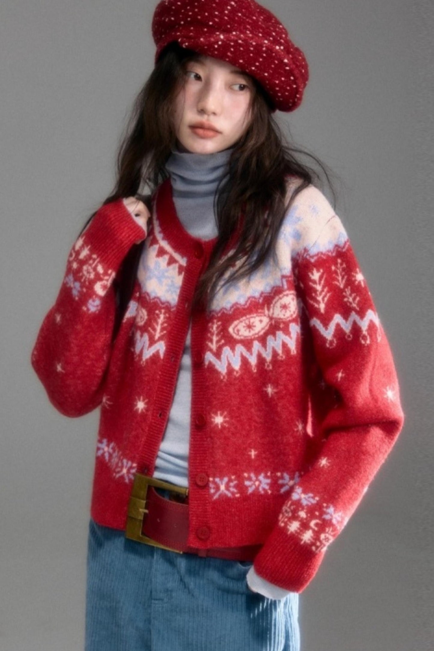 Snowflake Jacquard Cardigan Set-Up