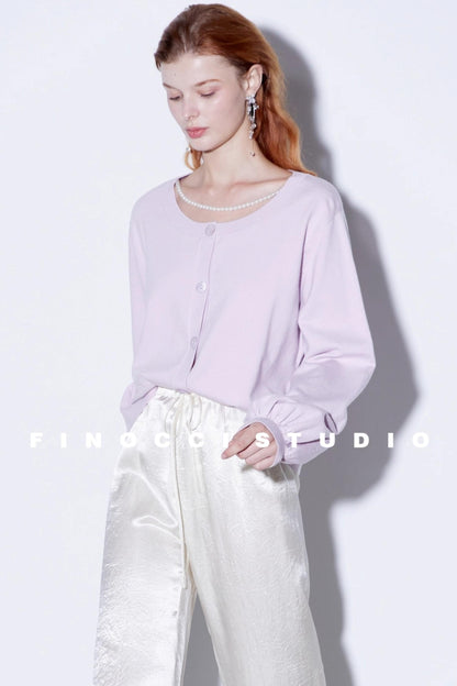 Custom Pearl Silk Cardigan