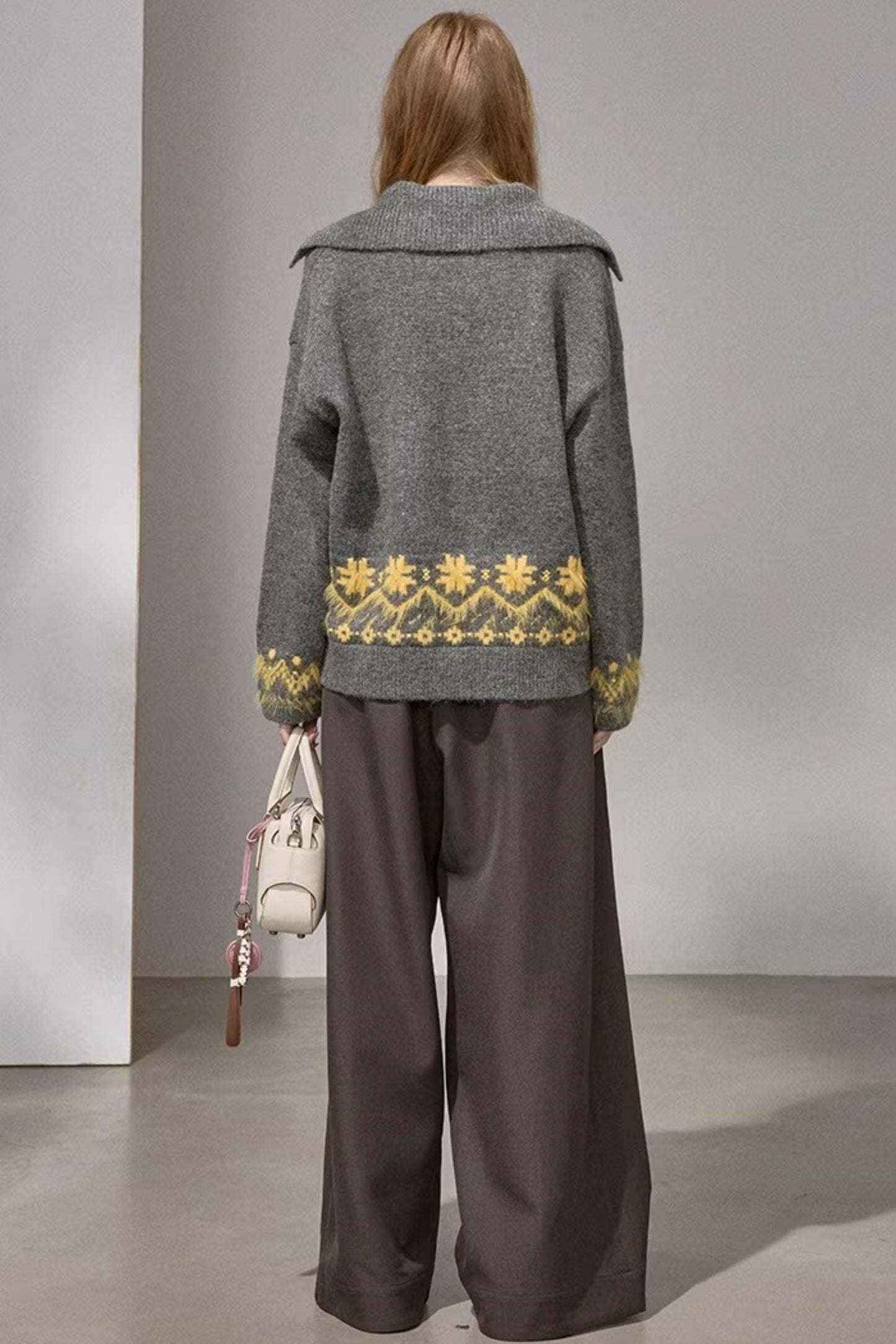 Lace-Up Collar Sweater Set-Up