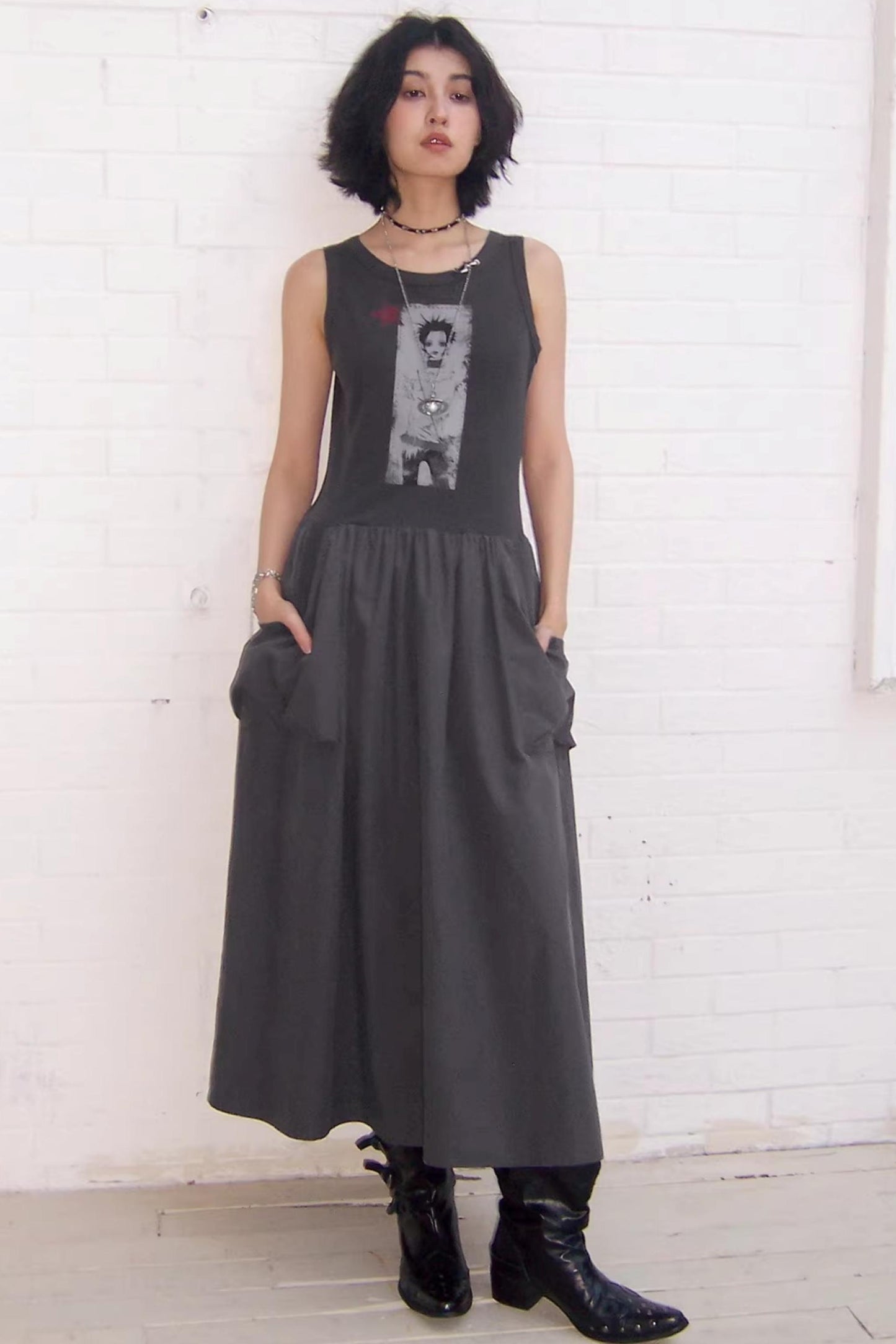 Kleid mit Charakterdruck und Patchwork
