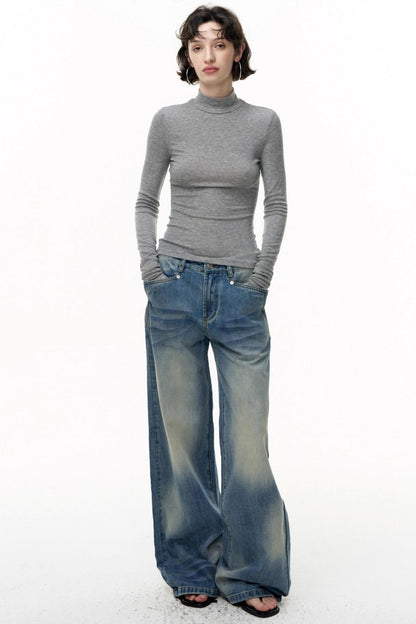 Loose Straight Wide-Leg Scimitar Jeans