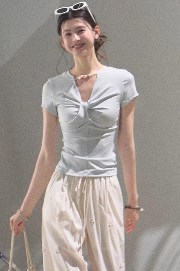 V-Neck Beaded T-Shirt