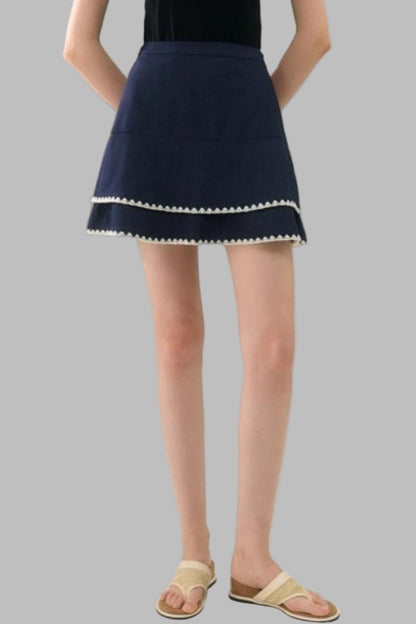 Island Tea Flower Embroidered Top & Skirt Set-Up